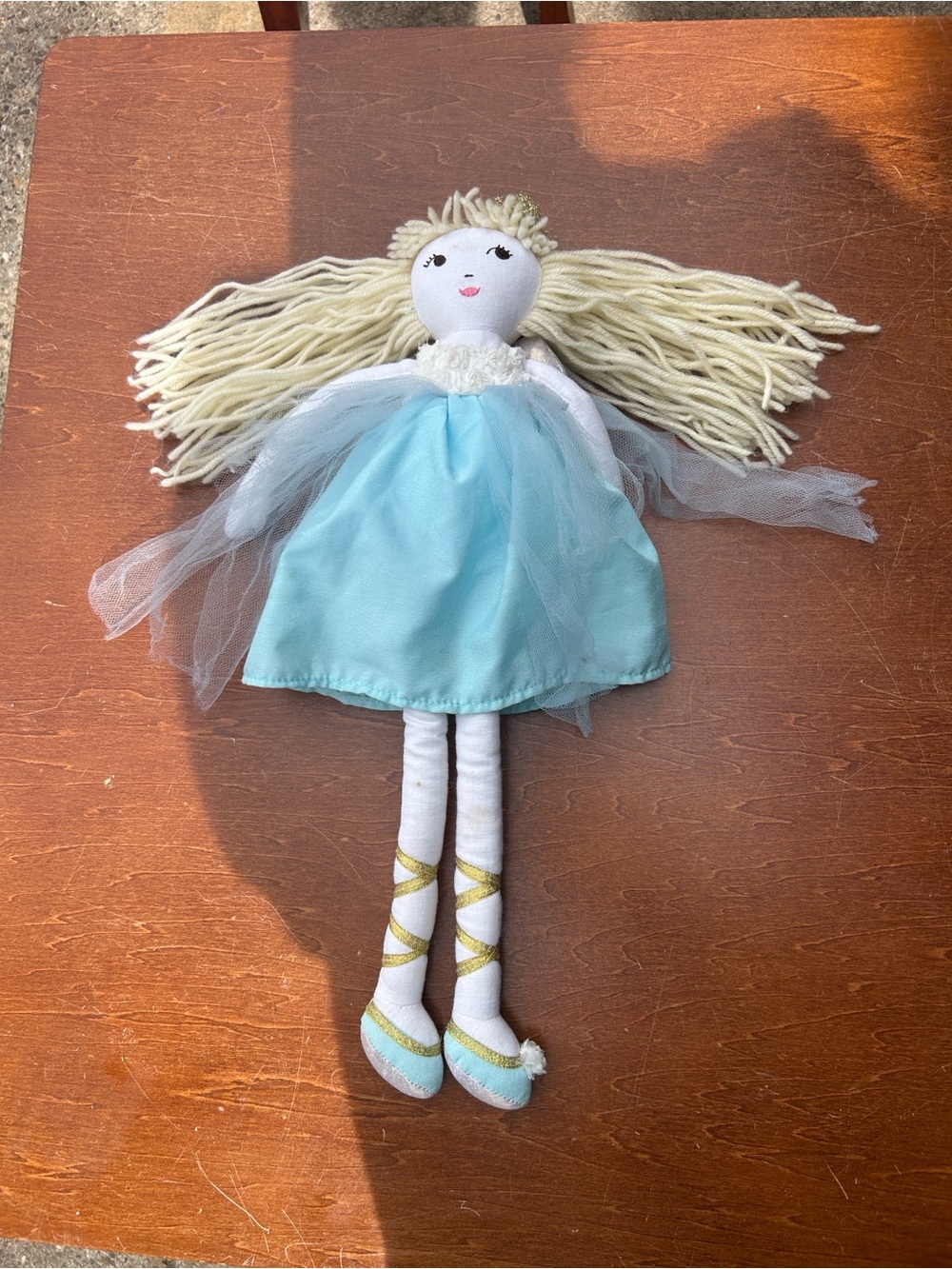 Pottery Barn Kids designer doll Ballerina Angel wings yarn hair 19”